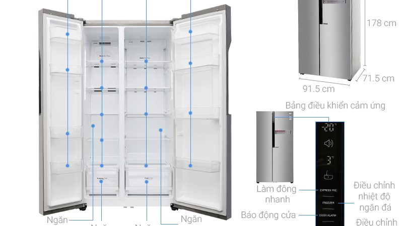 Tìm hiểu kích thước tủ lạnh side by side hiện nay
