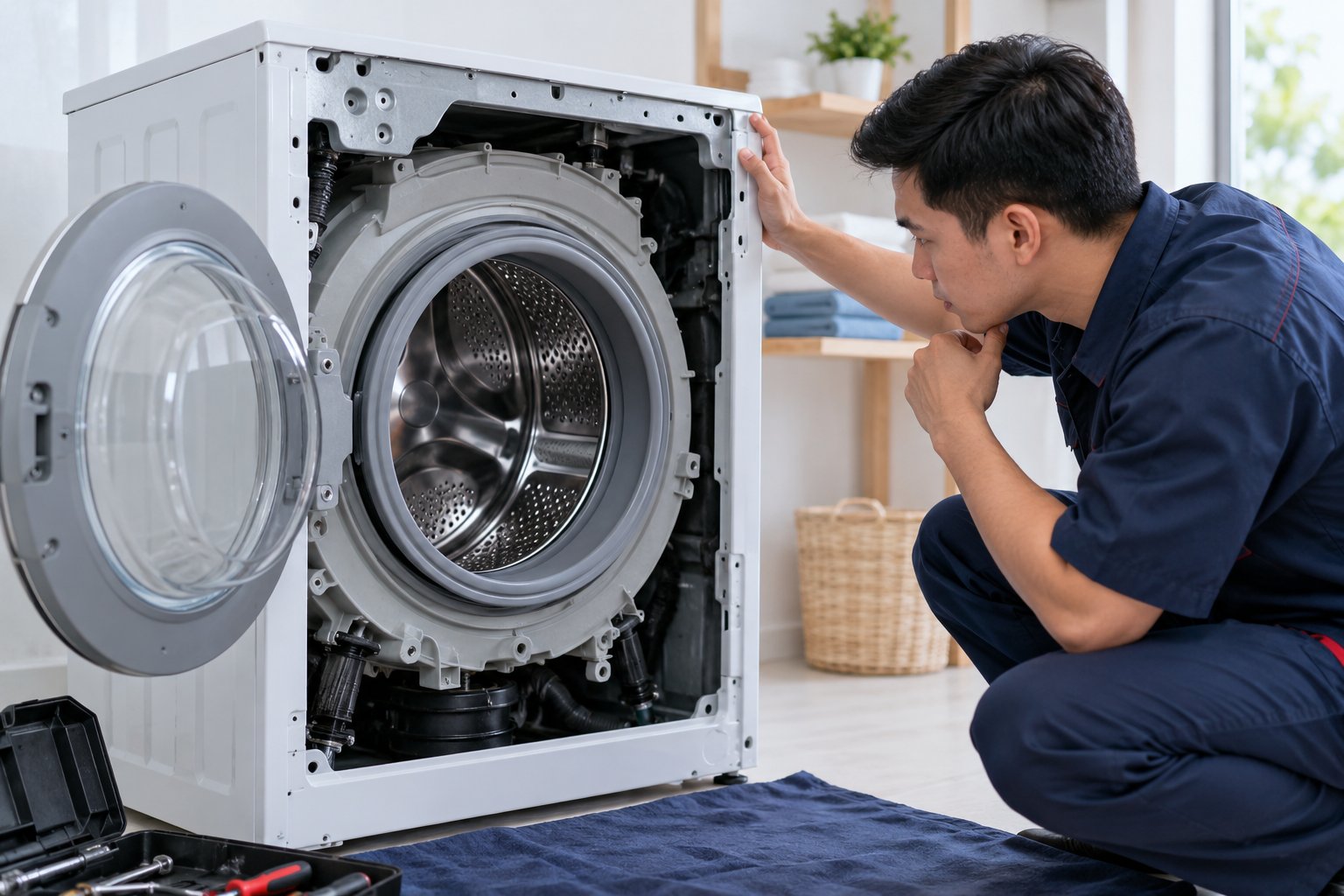 Ảnh minh hoạ: Máy giặt rung lắc mạnh khi vắt: kiểm tra thế nào?