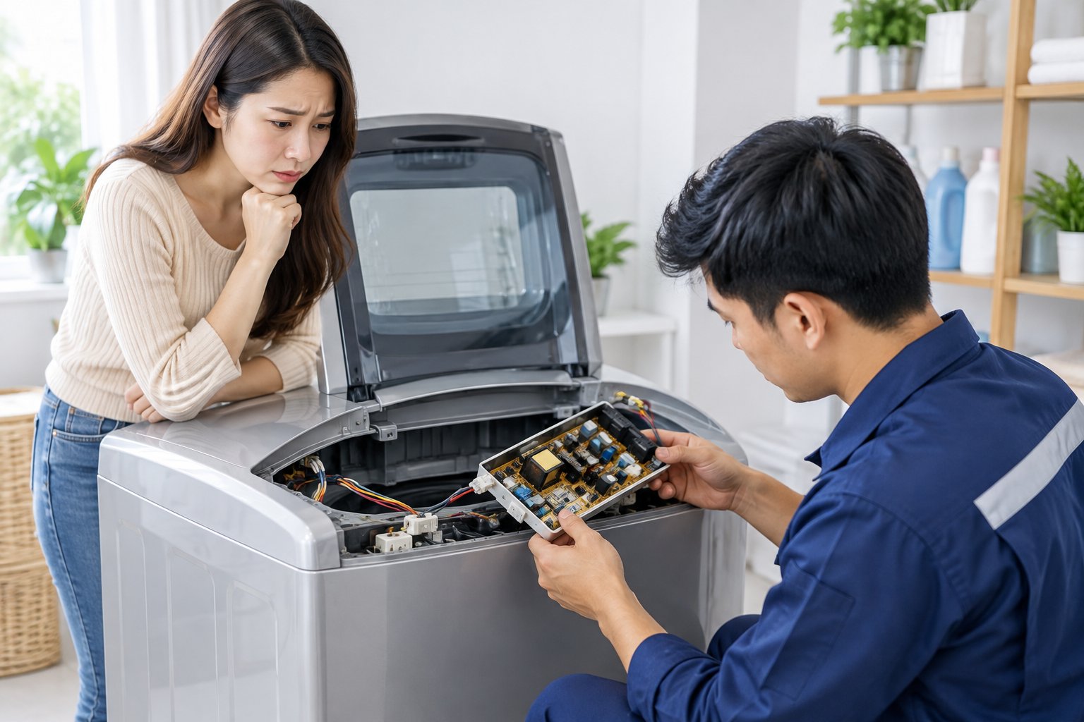 Ảnh minh hoạ: Sửa board máy giặt Sanyo: Dấu hiệu, cách xử lý